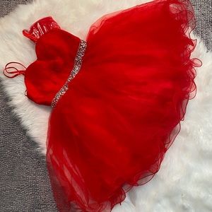 Red Embellished Tulle Dress w/headband